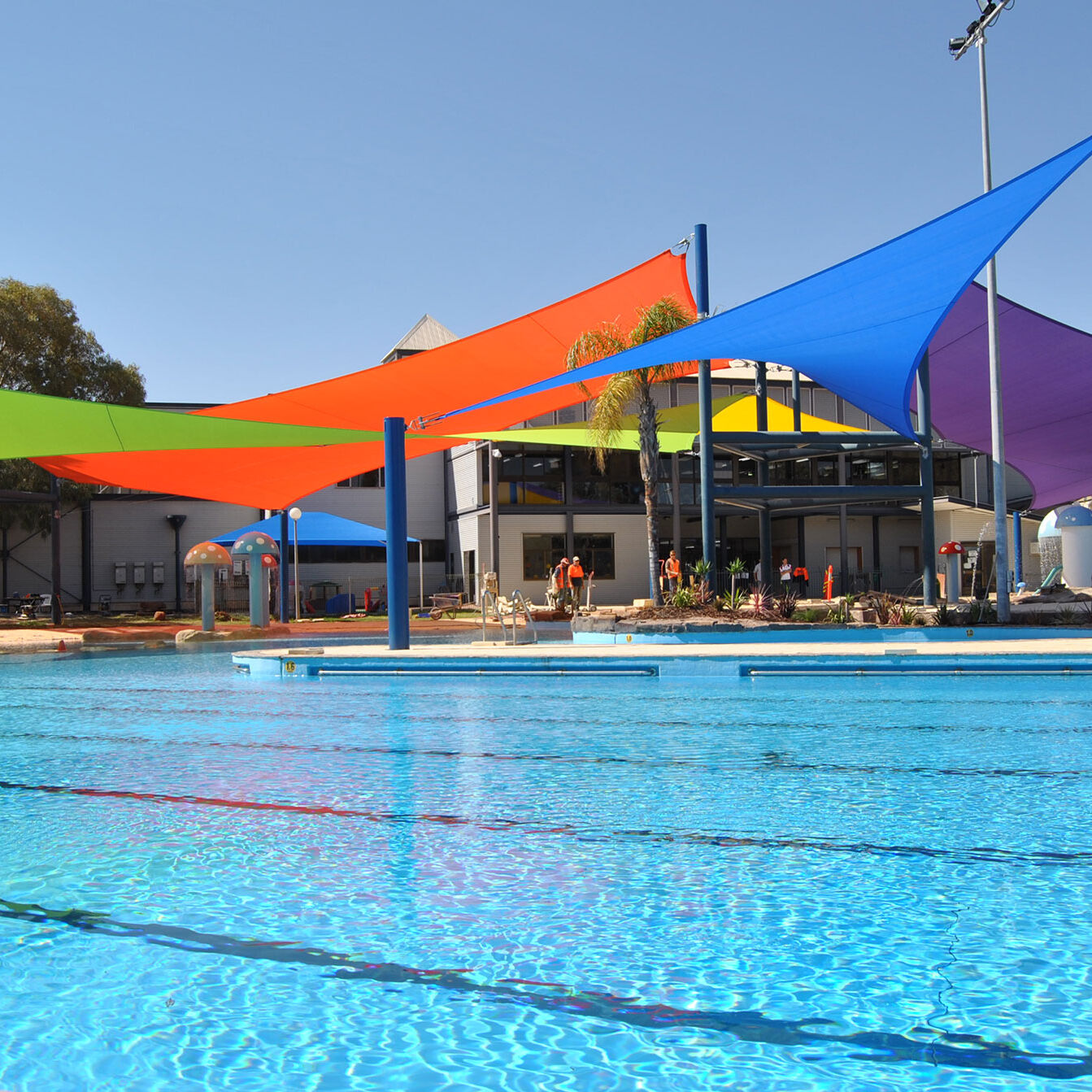 Pool shade shop structures